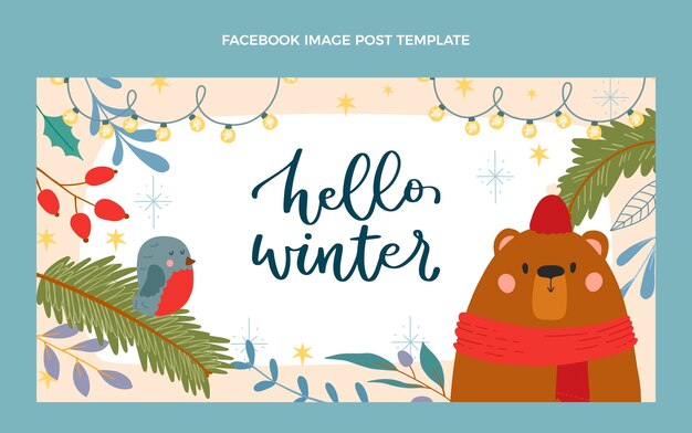 Modelo de postagem de mídia social de inverno desenhado à mão
