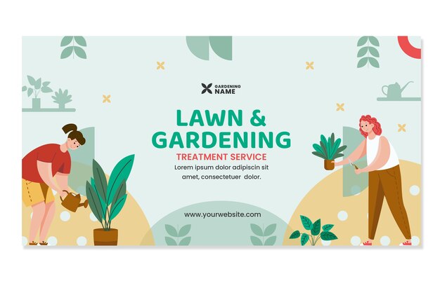 Modelo de postagem de mídia social de jardinagem plana