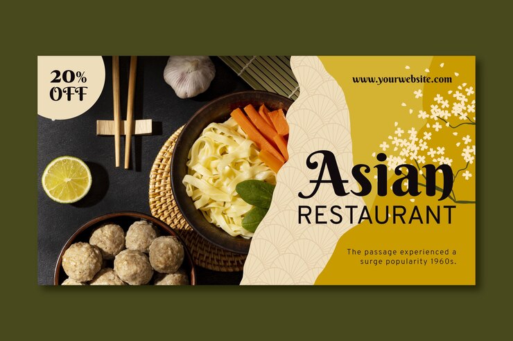 Modelo de postagem de mídia social de negócios de restaurante de comida asiática