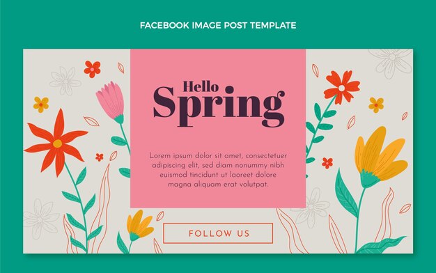 Modelo de postagem de mídia social de primavera desenhada à mão