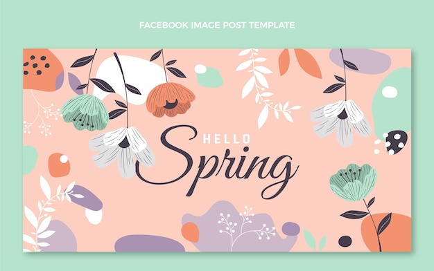 Modelo de postagem de mídia social de primavera desenhada à mão
