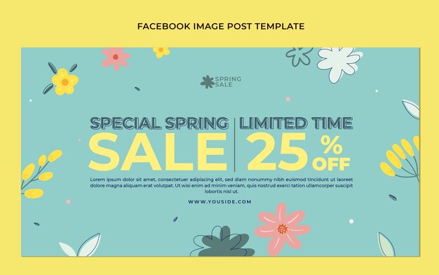 Modelo de postagem de mídia social de primavera plana