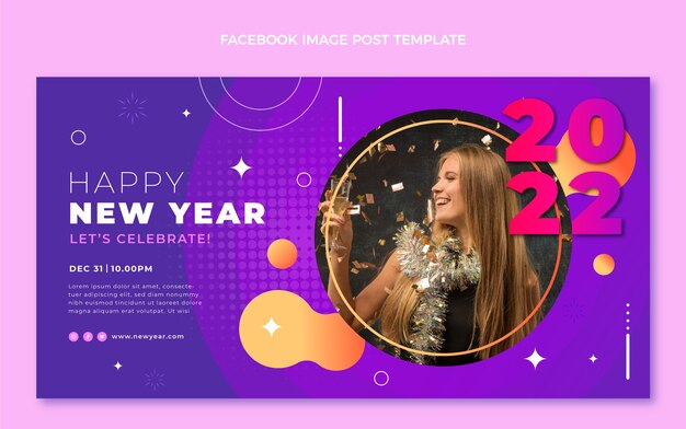 Modelo de postagem de mídia social desenhado à mão para o ano novo