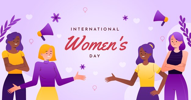 Modelo de postagem de mídia social do dia internacional da mulher gradiente