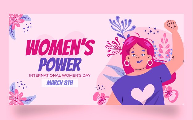 Modelo de postagem de mídia social do dia internacional da mulher plana