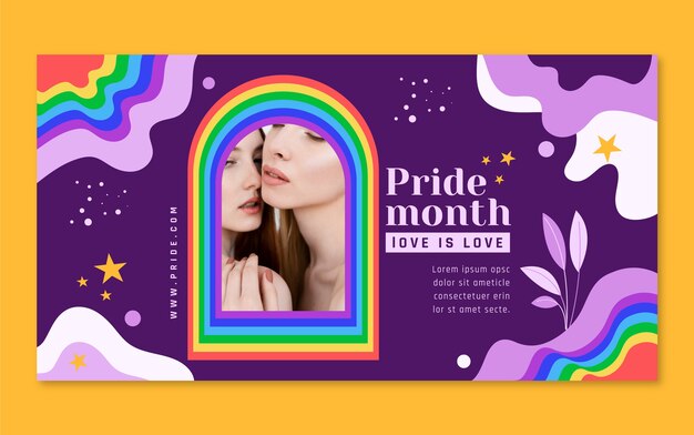 Modelo de postagem de mídia social do mês do orgulho plano