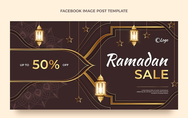 Modelo de postagem de mídia social do ramadã realista