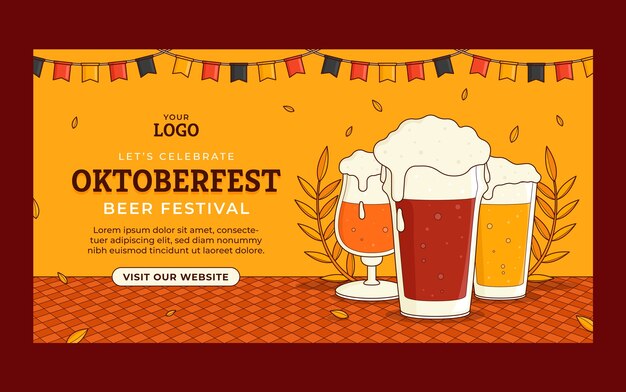 Modelo de postagem de mídia social oktoberfest desenhado à mão
