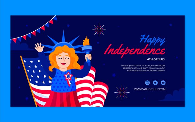 Modelo de postagem de mídia social para celebração do feriado americano de 4 de julho