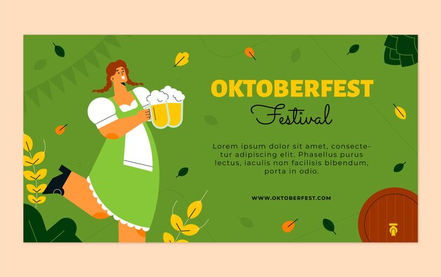 Vetor grátis modelo de postagem de mídia social plana oktoberfest