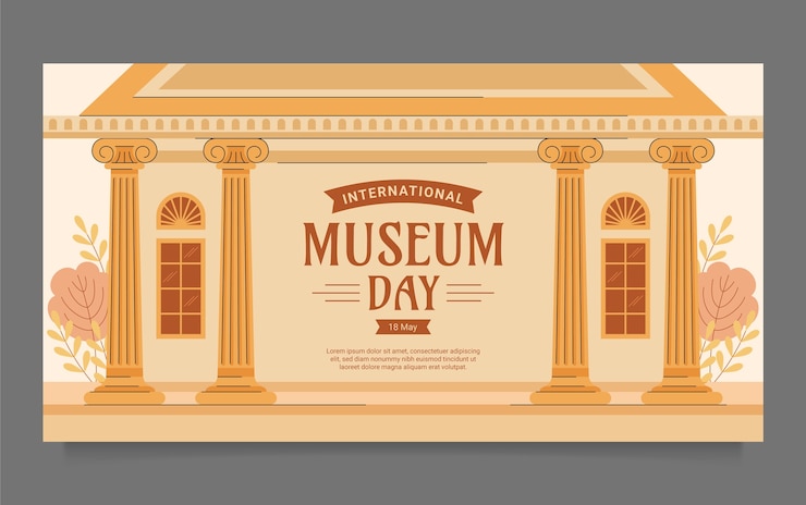 Vetor grátis modelo de postagem de mídia social plana ou dia internacional do museu
