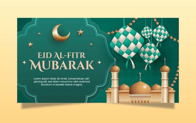 Modelo de postagem de mídia social realista eid al-fitr