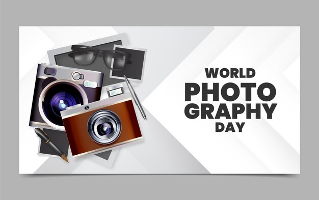 Modelo de postagem de mídia social realista para o dia mundial da fotografia