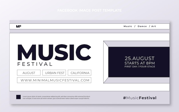 Vetor grátis modelo de postagem do facebook de música de design plano