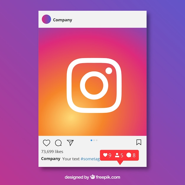 Vetor grátis modelo de postagem do instagram com notificações