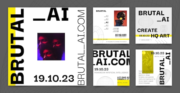 Vetor grátis modelo de postagem do instagram de brutalismo de design plano