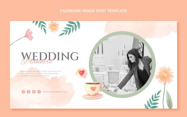 Modelo de postagem em aquarela de mídia social para empresa de planejamento de casamento