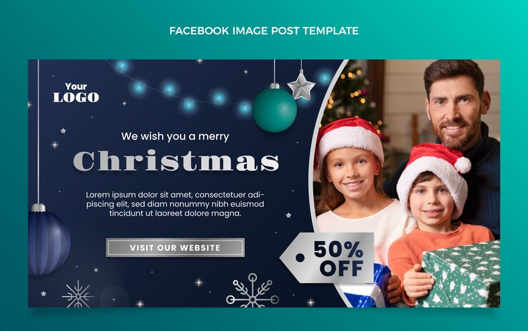 Vetor grátis modelo de postagem em mídia social gradiente de natal