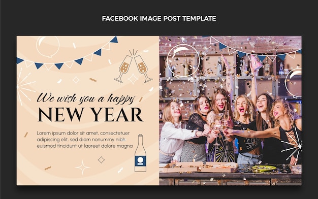 Vetor grátis modelo de postagem em mídia social plana de ano novo