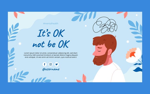 Modelo de postagem plano em mídia social para conscientização do Dia Mundial da Saúde Mental