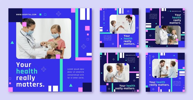 Modelo de postagens do instagram de atendimento hospitalar