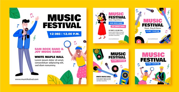 Modelo de postagens do instagram de festival de música