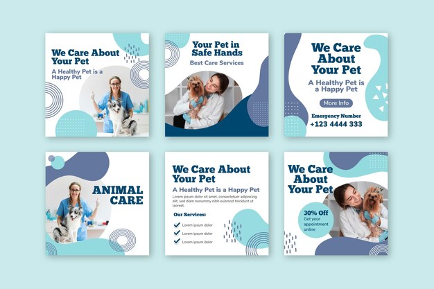 Modelo de postagens veterinárias do instagram