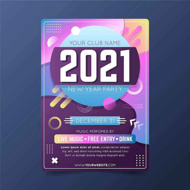 Modelo de pôster abstrato de festa de ano novo 2021
