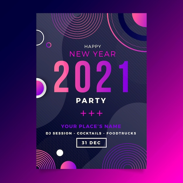 Vetor grátis modelo de pôster abstrato tipográfico para festa de ano novo 2021
