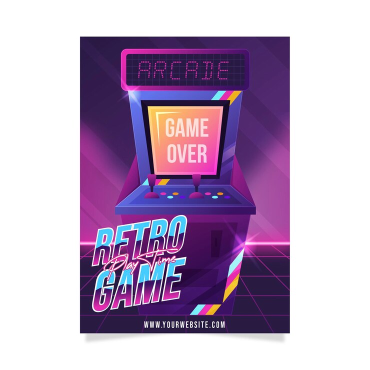 Vetor grátis modelo de pôster criativo de jogos retro