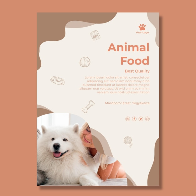 Modelo de pôster de comida animal