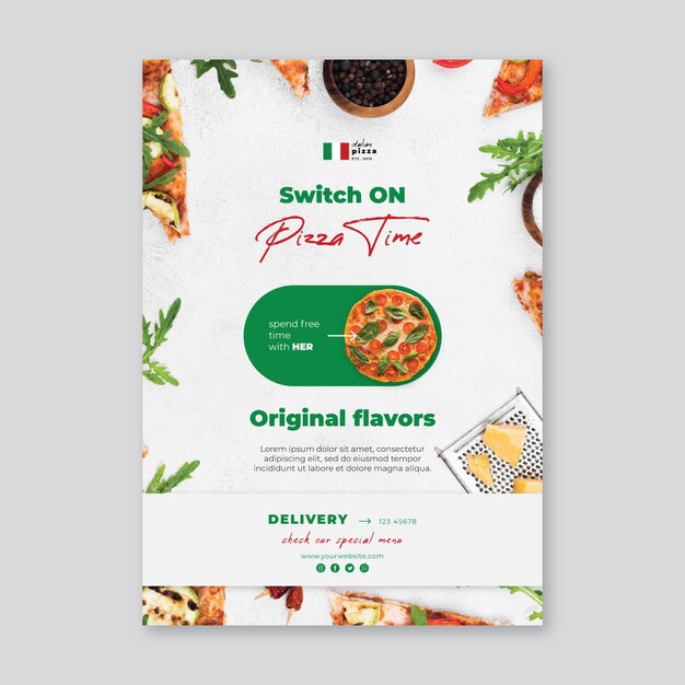 Modelo de pôster de comida italiana