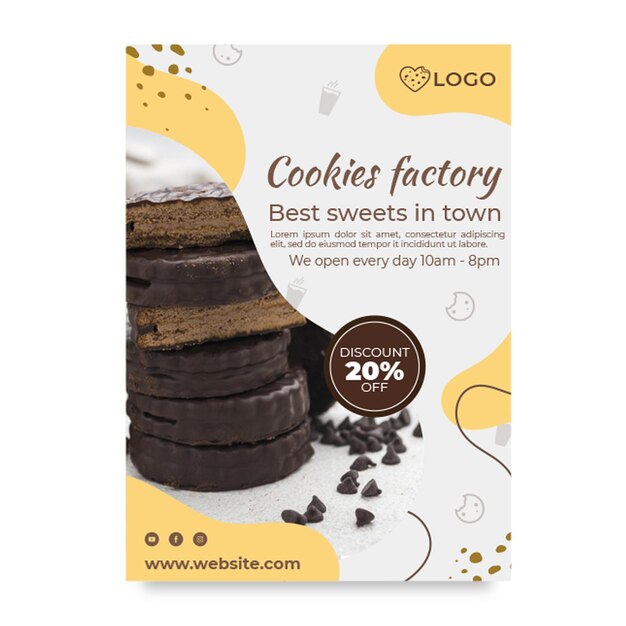 Modelo de pôster de fábrica de cookies