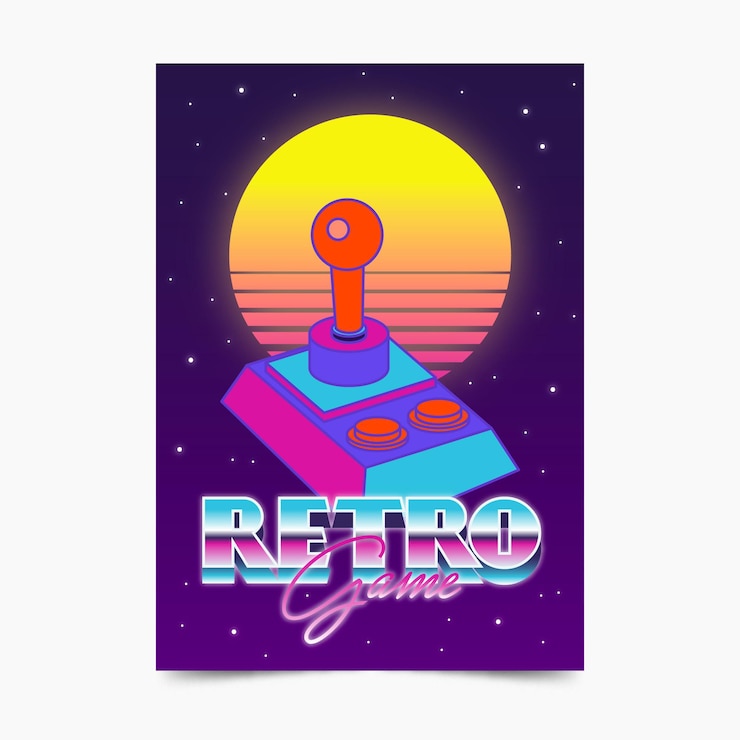 Vetor grátis modelo de pôster de jogos retrô