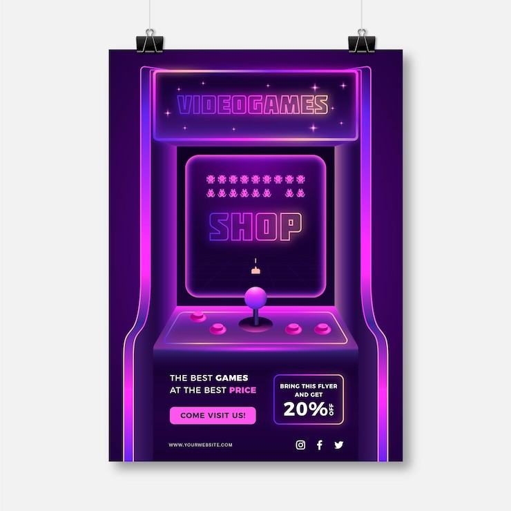 Vetor grátis modelo de pôster de jogos retrô