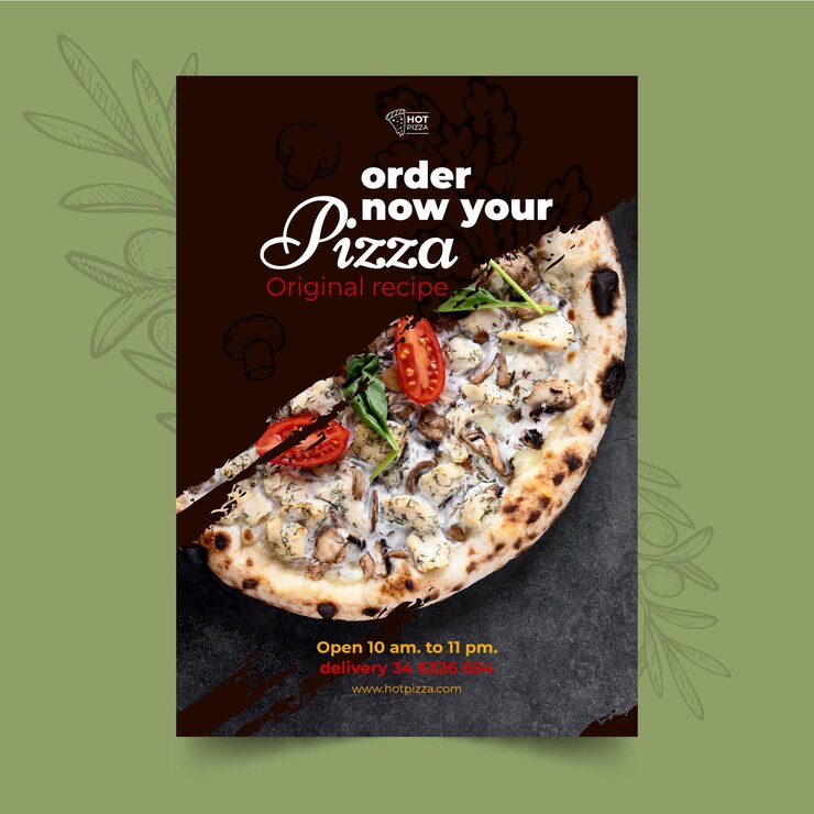 Vetor grátis modelo de pôster de pizzaria