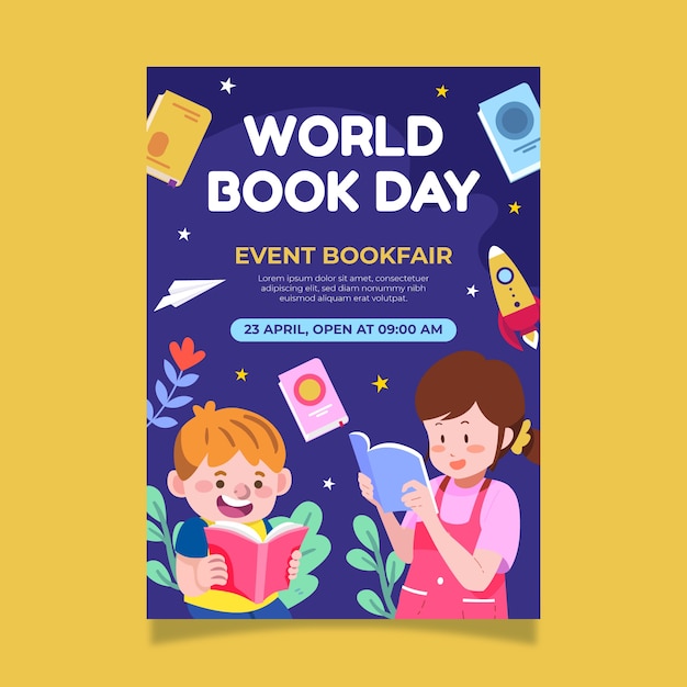 Modelo de pôster do Dia Mundial do Livro
