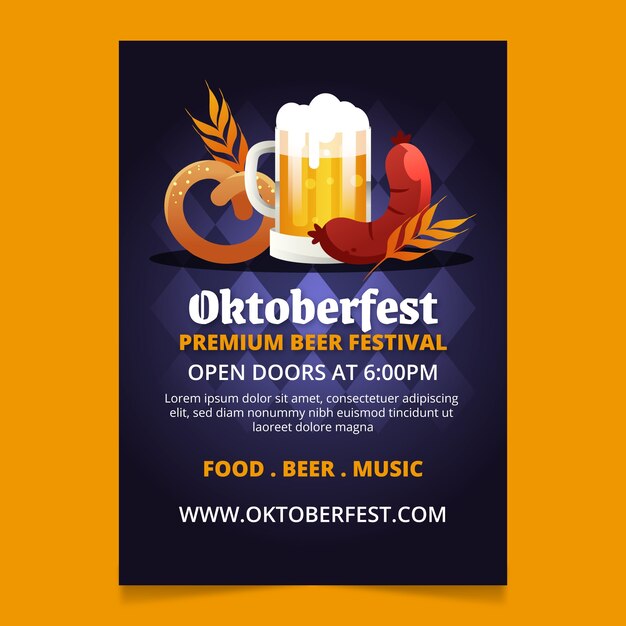 Modelo de pôster gradiente para celebração da oktoberfest