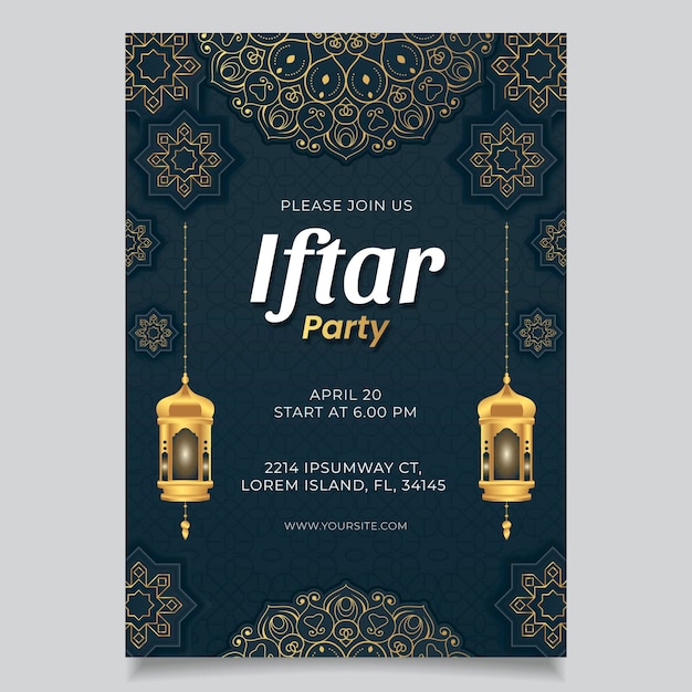 Modelo de pôster iftar vertical plano