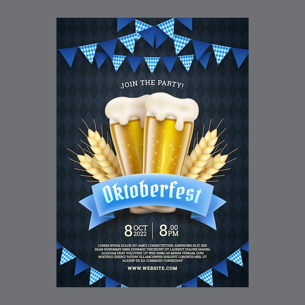 Modelo de pôster realista da oktoberfest