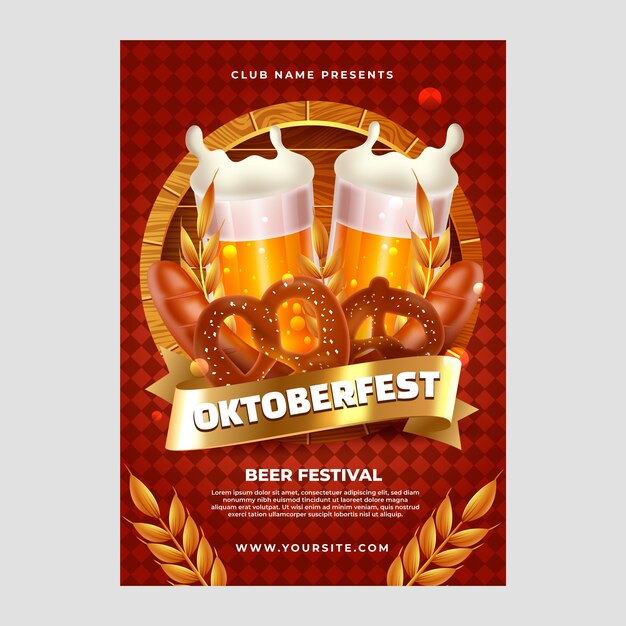Modelo de pôster realista da Oktoberfest