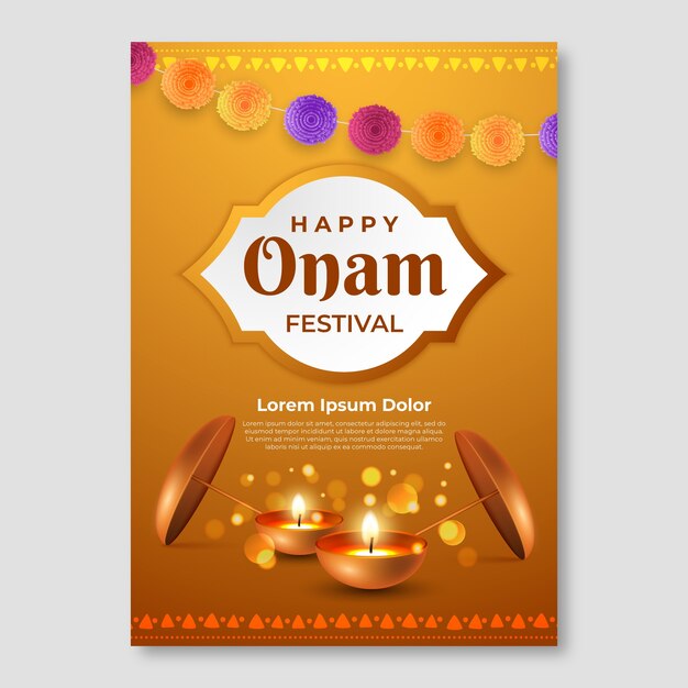 Modelo de pôster realista para celebração onam