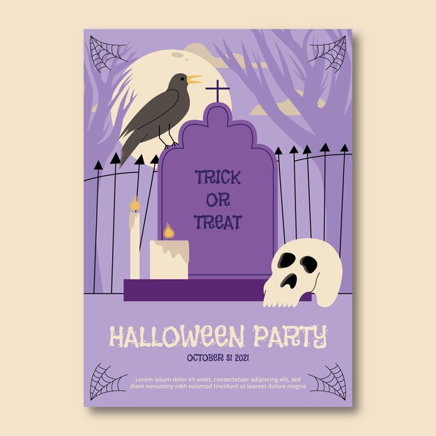 Modelo de pôster vertical de halloween desenhado à mão