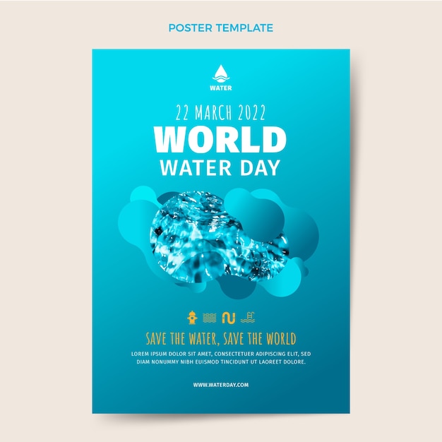 Modelo de pôster vertical do Dia Mundial da Água com gradiente