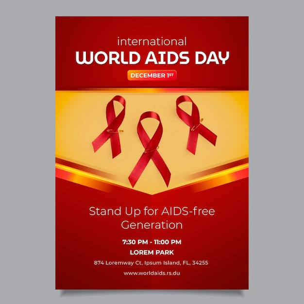 Vetor grátis modelo de pôster vertical do dia mundial da aids em gradiente