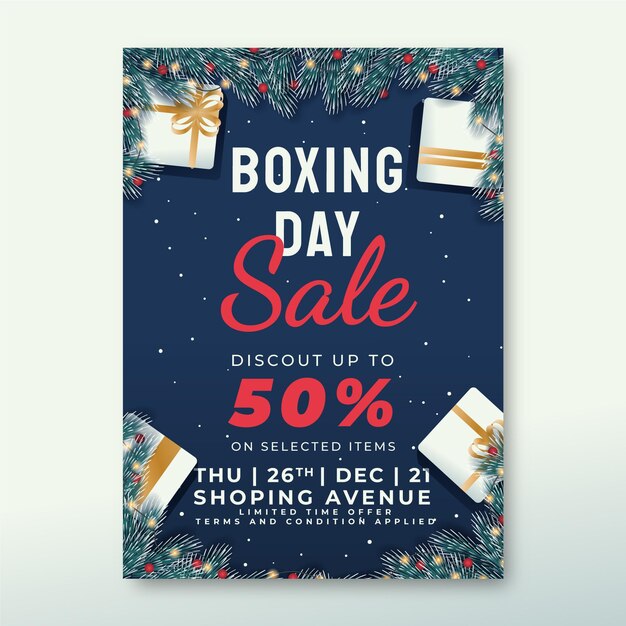 Modelo de pôster vertical gradiente de boxing day sale