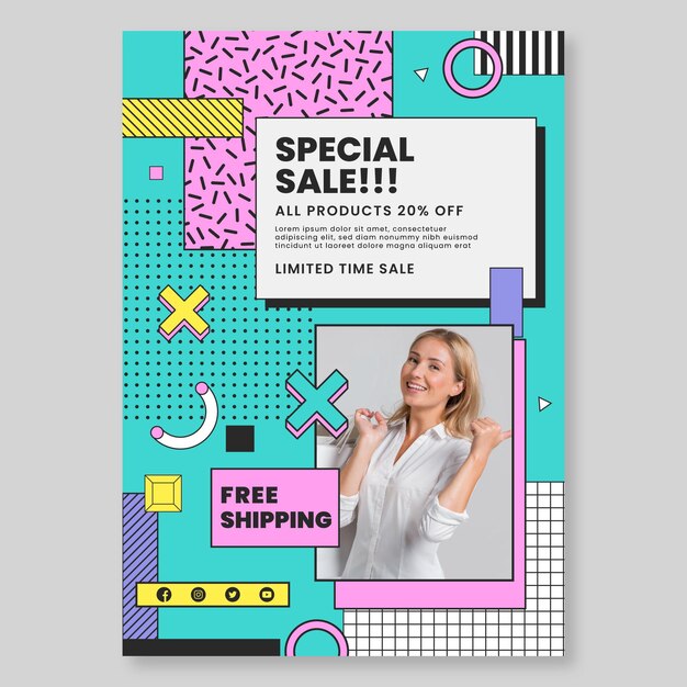 Modelo de pôster vertical para compras online