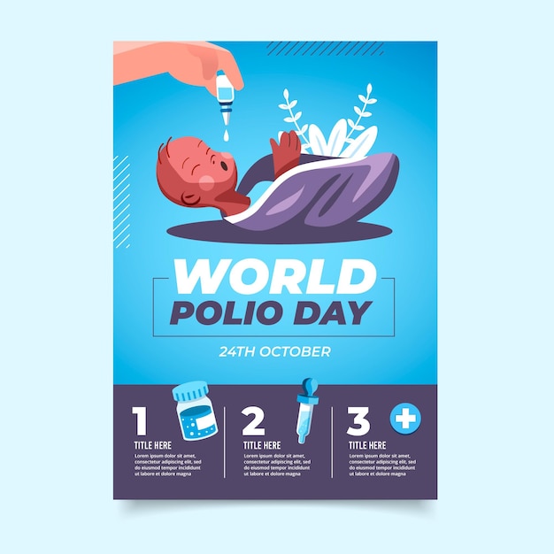 Vetor grátis modelo de pôster vertical para o dia mundial da pólio