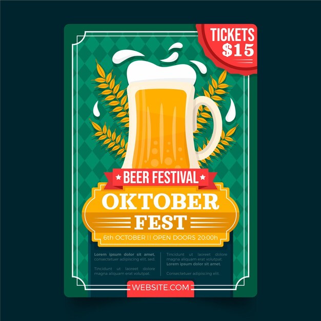 Modelo de pôster vertical plano oktoberfest