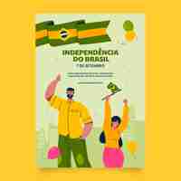 Vetor grátis modelo de pôster vertical plano para celebração do dia da independência brasileira